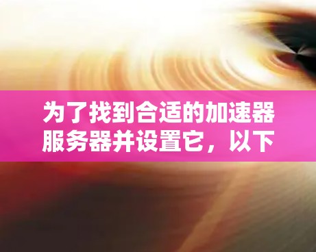 为了找到合适的加速器服务器并设置它，以下是分步的指南