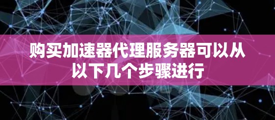 购买加速器代理服务器可以从以下几个步骤进行