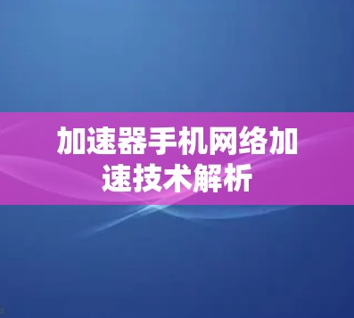 加速器手机网络加速技术解析