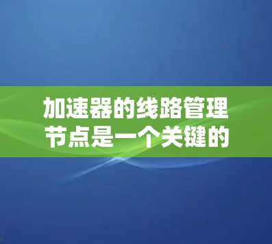 加速器的线路管理节点是一个关键的网络组件，用于优化和管理数据流量，以提高网络性能。以下是对该组件的详细分析和总结