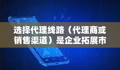 选择代理线路(代理商或销售渠道)是企业拓展市场、扩大销售规模的重要策略。代理线路选择的方法和标准因行业、目标市场、企业规模和资源等因素而异。以下是一些常见的选择代理线路的方法和步骤